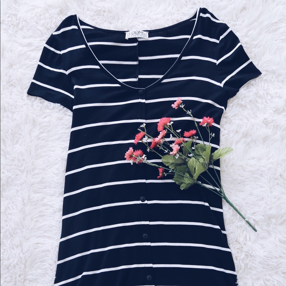 Soft Striped Black T shirt Dress - Picture 3 of 7
